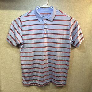 Nike Golf White‎ Polo Style Shirt w/ Orange & Blue Stripes Men's XL Tour Perf